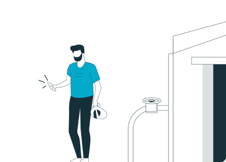 Une illustration d'un employé qui consulte ses rappels personnalisés via l'application mobile Domoscio Lock
