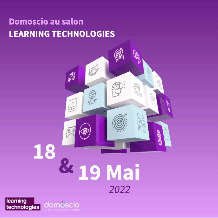 visuel participation au salon Learning technologies 2022 Domoscio